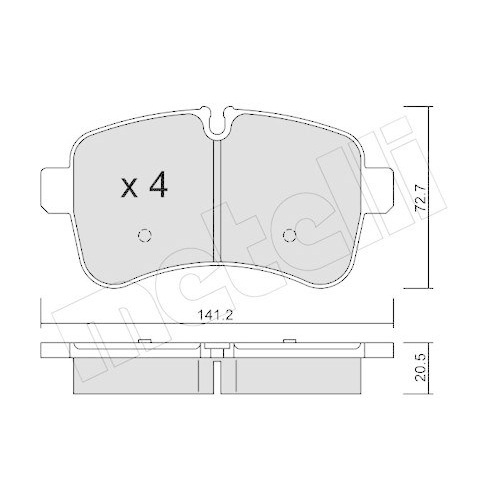 Brake Pad Set Disc Brake Metelli 22-0711-0 for Iveco Rear Axle