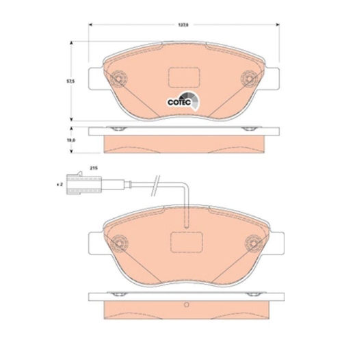 Bremsbelagsatz Scheibenbremse Trw GDB1829 Cotec f&uuml;r Fiat Abarth Vorderachse