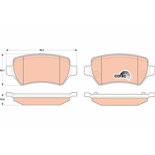 Bremsbelagsatz Scheibenbremse Trw GDB1831 Cotec f&uuml;r Vauxhall Opel Hinterachse