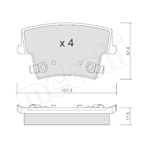 Bremsbelagsatz Scheibenbremse Metelli 22-0718-0 f&uuml;r Chrysler Lancia Hinterachse