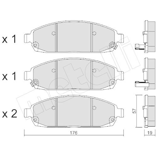 Bremsbelagsatz Scheibenbremse Metelli 22-0719-0 f&uuml;r Jeep Vorderachse
