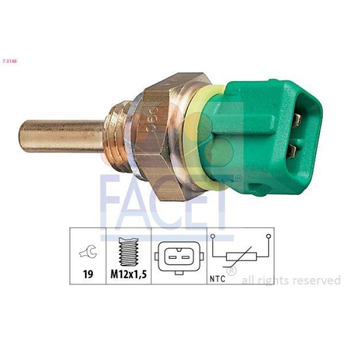 Sensor K&uuml;hlmitteltemperatur Facet 7.3148 Made In Italy - Oe Equivalent f&uuml;r Fiat