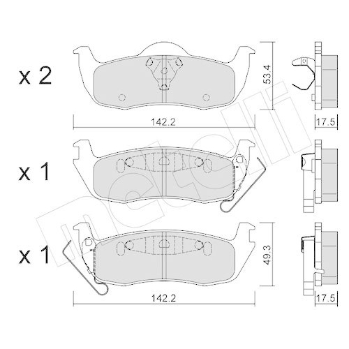 Bremsbelagsatz Scheibenbremse Metelli 22-0720-0 f&uuml;r Jeep Hinterachse