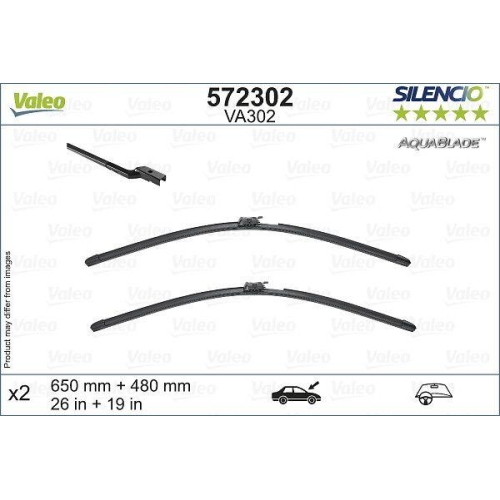 Wiper Blade Valeo 572302 Silencio Aquablade Set for Volvo Volvo Asia