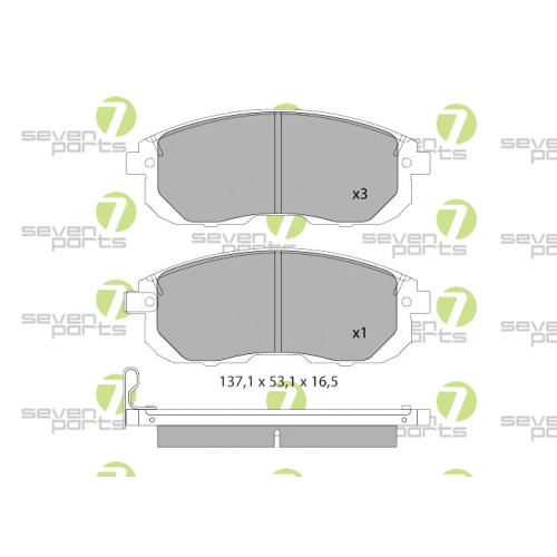 Bremsbelagsatz Scheibenbremse 7 Seven Parts SVP26020 f&uuml;r Nissan 1. Vorderachse