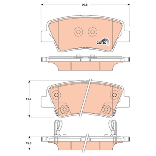 Bremsbelagsatz Scheibenbremse Trw GDB3494 Cotec f&uuml;r Ssangyong Hyundai Kia