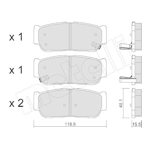 Bremsbelagsatz Scheibenbremse Metelli 22-0727-0 f&uuml;r Ssangyong Hyundai Kia
