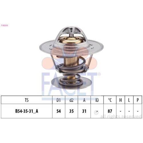 Thermostat K&uuml;hlmittel Facet 7.8223S Made In Italy - Oe Equivalent f&uuml;r Audi Ford