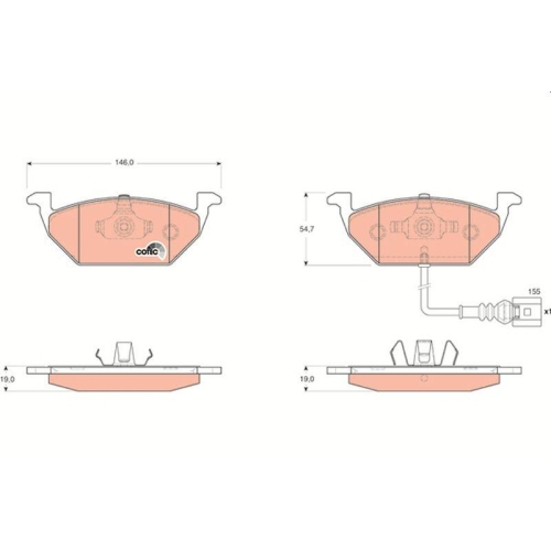 Bremsbelagsatz Scheibenbremse Trw GDB1658 Cotec f&uuml;r Seat Skoda VW Vw (svw) Audi