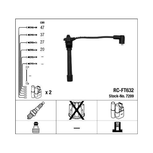 Ignition Cable Kit Ngk 7209 for Alfa Romeo Fiat Lancia Ferrari Maserati Abarth