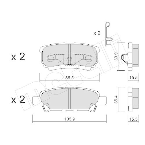 Bremsbelagsatz Scheibenbremse Metelli 22-0737-0 f&uuml;r Chrysler Dodge Mitsubishi