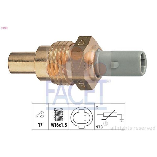 Sensor Kühlmitteltemperatur Facet 7.3161 Made In Italy - Oe Equivalent für VW