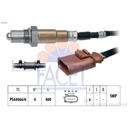Lambdasonde Facet 10.8126 Made In Italy - Oe Equivalent für Audi Seat Skoda VW