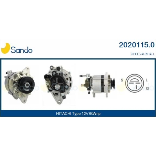 Generator Sando 2020115.0 f&uuml;r Isuzu Opel Hitachi