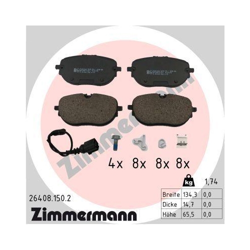 Bremsbelagsatz Scheibenbremse Zimmermann 26408.150.2 f&uuml;r VW Cupra Vorderachse