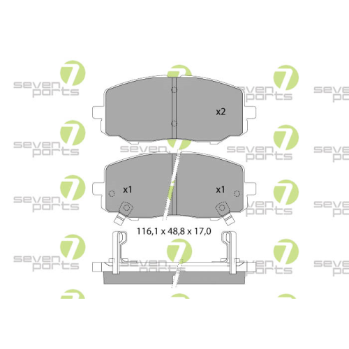 Bremsbelagsatz Scheibenbremse 7 Seven Parts SVP22951 für Hyundai 1. Vorderachse