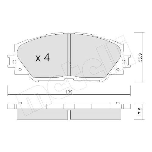 Bremsbelagsatz Scheibenbremse Metelli 22-0747-0 f&uuml;r Subaru Toyota Vorderachse