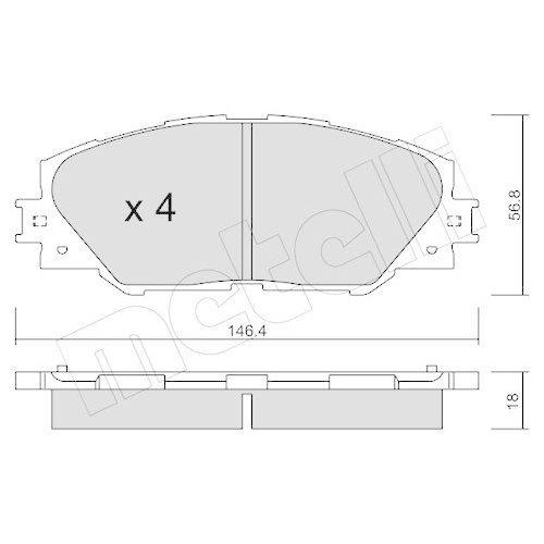 Bremsbelagsatz Scheibenbremse Metelli 22-0748-0 f&uuml;r Toyota Vorderachse