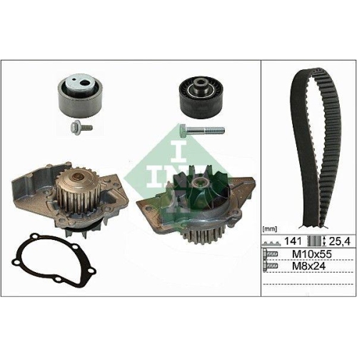 Wasserpumpe + Zahnriemensatz Schaeffler Ina 530 0470 30 f&uuml;r Citro&euml;n Fiat Lancia