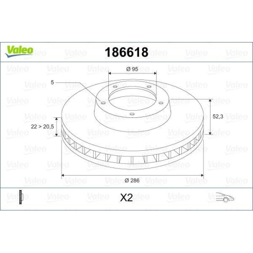 Bremsscheibe Valeo 186618 f&uuml;r Vorderachse