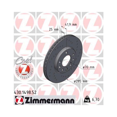 Zimmermann 2X Bremsscheibe Sport Z f&uuml;r Fiat Opel Saab General Motors