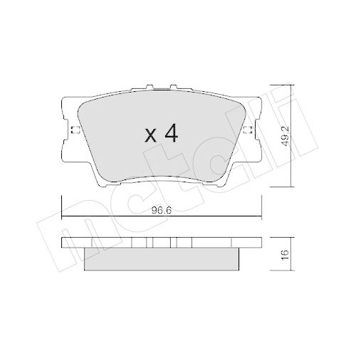 Bremsbelagsatz Scheibenbremse Metelli 22-0749-0 f&uuml;r Toyota Hinterachse