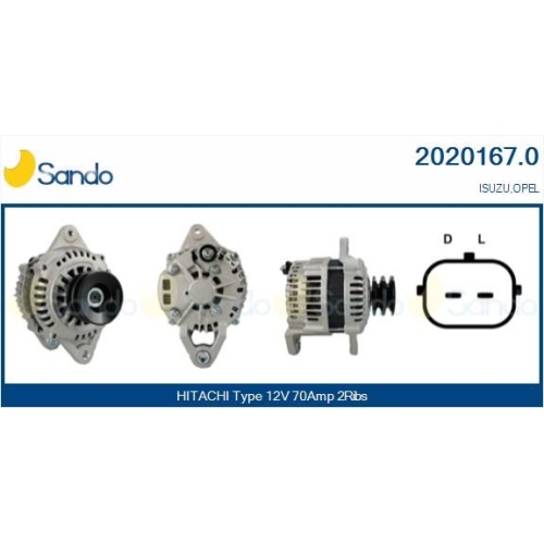 Generator Sando 2020167.0 f&uuml;r Isuzu Opel Hitachi