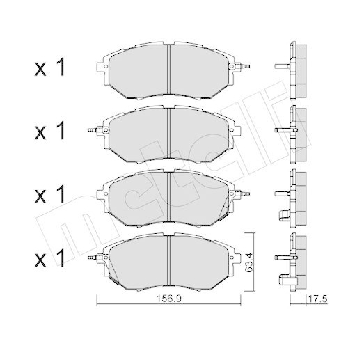 Brake Pad Set Disc Brake Metelli 22-0763-0 for Subaru Front Axle