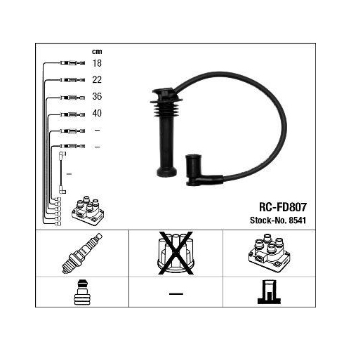 Z&uuml;ndleitungssatz Ngk 8541 f&uuml;r Ford Mazda Volvo F&uuml;r Zylinder 1-4