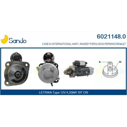 Starter Sando 6021148.0 f&uuml;r Renault Case Ih Massey Ferguson Perkins Landini