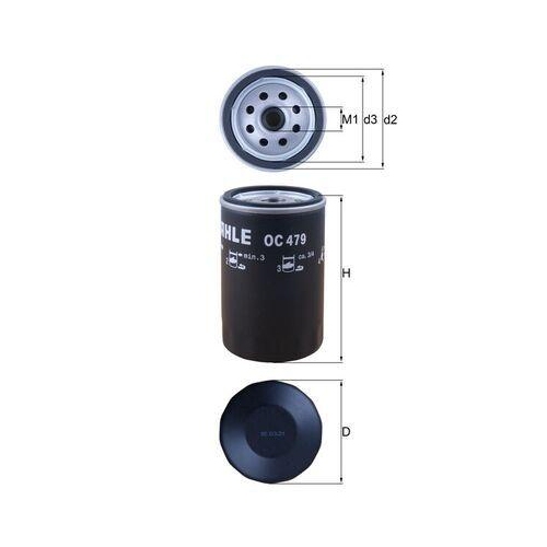 Oil Filter Mahle OC 479 for Alfa Romeo Audi Chrysler Dodge Fiat Ford Gmc Mazda