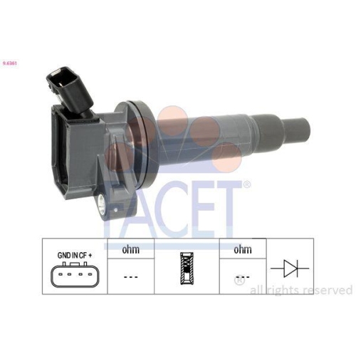 Z&uuml;ndspule Facet 9.6361 Oe Equivalent f&uuml;r Citro&euml;n Daihatsu Peugeot Toyota
