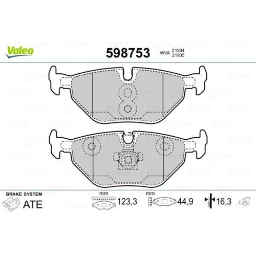 Bremsbelagsatz Scheibenbremse Valeo 598753 für Bmw MG Rover Saab Roewe (saic)