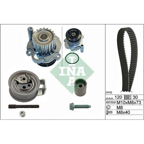 Wasserpumpe + Zahnriemensatz Schaeffler Ina 530 0091 31 f&uuml;r Audi Ford Seat Skoda