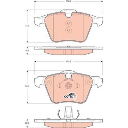 Bremsbelagsatz Scheibenbremse Trw GDB1684 Cotec f&uuml;r Volvo Ford Volvo Asia