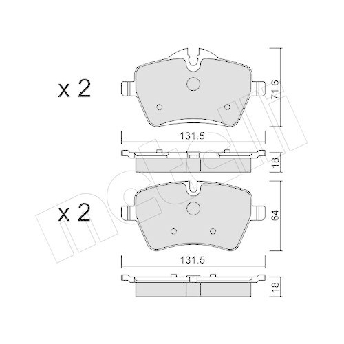 Bremsbelagsatz Scheibenbremse Metelli 22-0768-0 f&uuml;r Mini Vorderachse