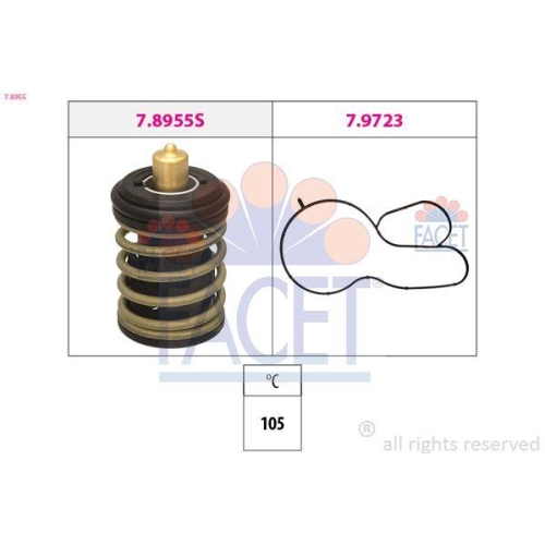 Thermostat K&uuml;hlmittel Facet 7.8955 Made In Italy - Oe Equivalent f&uuml;r Audi Seat
