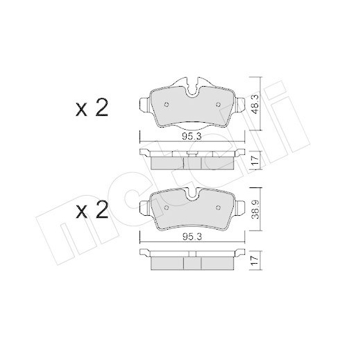 Bremsbelagsatz Scheibenbremse Metelli 22-0769-0 f&uuml;r Mini Hinterachse