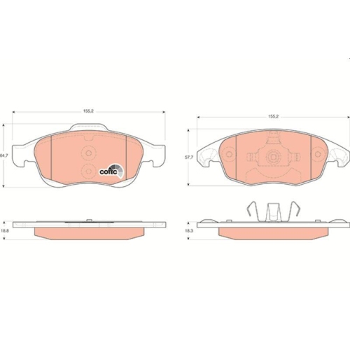 Bremsbelagsatz Scheibenbremse Trw GDB1690 Cotec f&uuml;r Citro&euml;n DS Peugeot