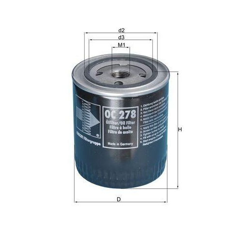 &Ouml;lfilter Mahle OC 278 f&uuml;r Ford Gmc Opel Vauxhall General Motors