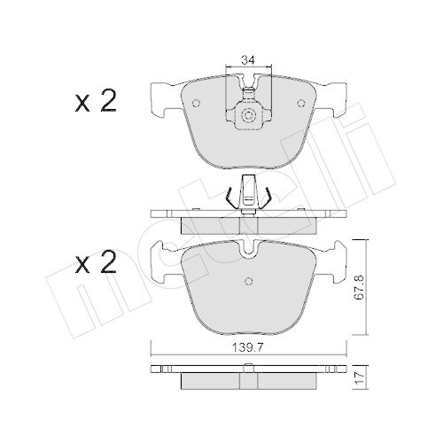 Bremsbelagsatz Scheibenbremse Metelli 22-0773-0 f&uuml;r Bmw Bentley Hinterachse