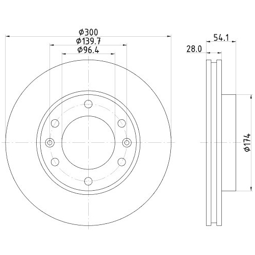 Bremsscheibe Hella 8DD 355 114-341 f&uuml;r Kia Vorderachse