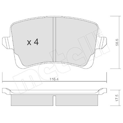Bremsbelagsatz Scheibenbremse Metelli 22-0776-0 f&uuml;r Audi Hinterachse