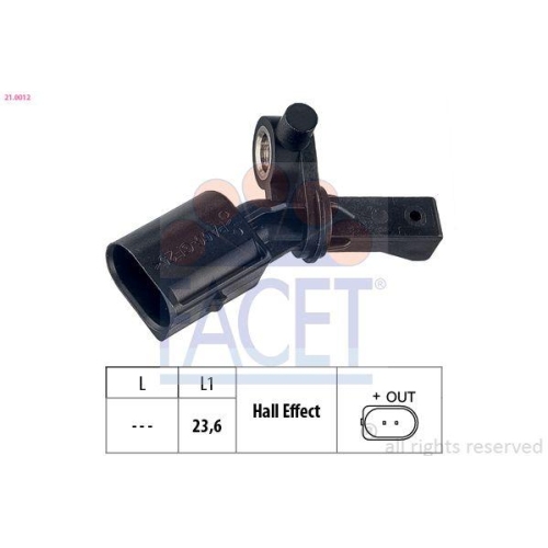 Sensor Raddrehzahl Facet 21.0012 Made In Italy - Oe Equivalent f&uuml;r Audi Seat VW