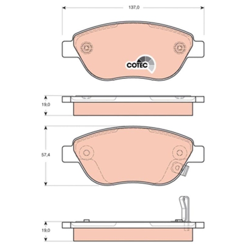 Bremsbelagsatz Scheibenbremse Trw GDB1701 Cotec f&uuml;r Vauxhall Fiat Opel