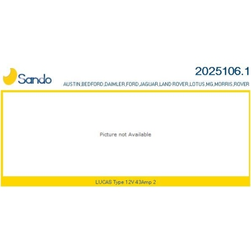 Generator Sando 2025106.1 f&uuml;r Ford Jaguar Mazda Scania Case Ih Massey Ferguson