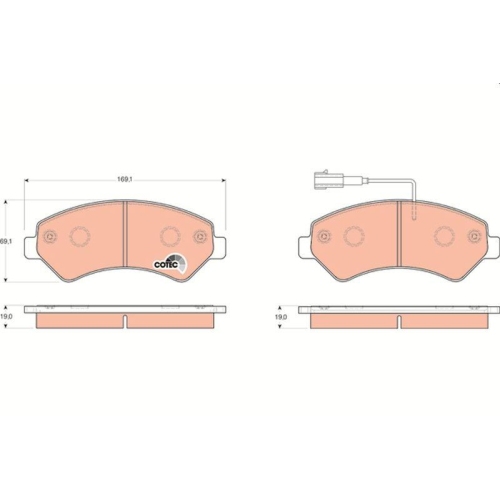 Bremsbelagsatz Scheibenbremse Trw GDB1703 Cotec f&uuml;r Citro&euml;n Fiat Peugeot