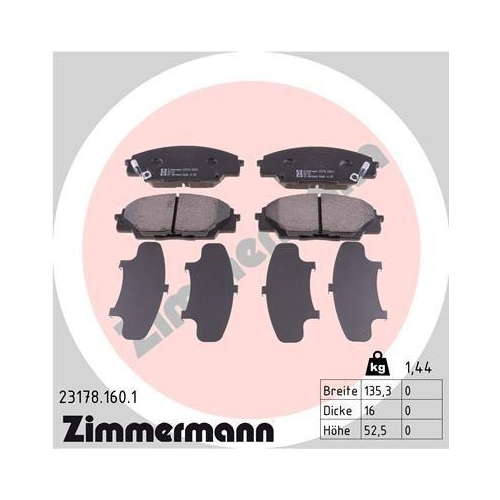 Bremsbelagsatz Scheibenbremse Zimmermann 23178.160.1 f&uuml;r Honda Vorderachse