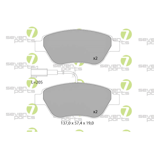 Bremsbelagsatz Scheibenbremse 7 Seven Parts SVP21062 f&uuml;r Abarth Chrysler Fiat