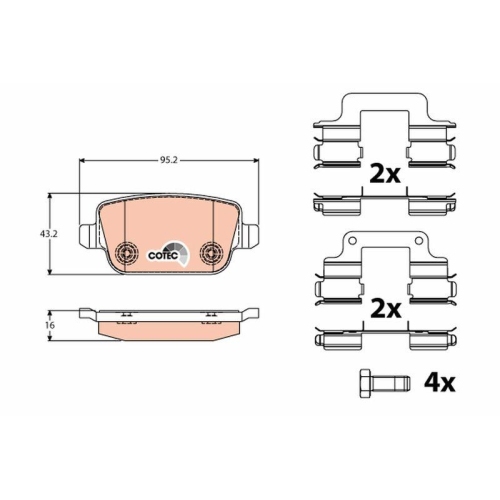 Brake Pad Set Disc Brake Trw GDB1708 Cotec for Land Rover Ford (changan) Proton